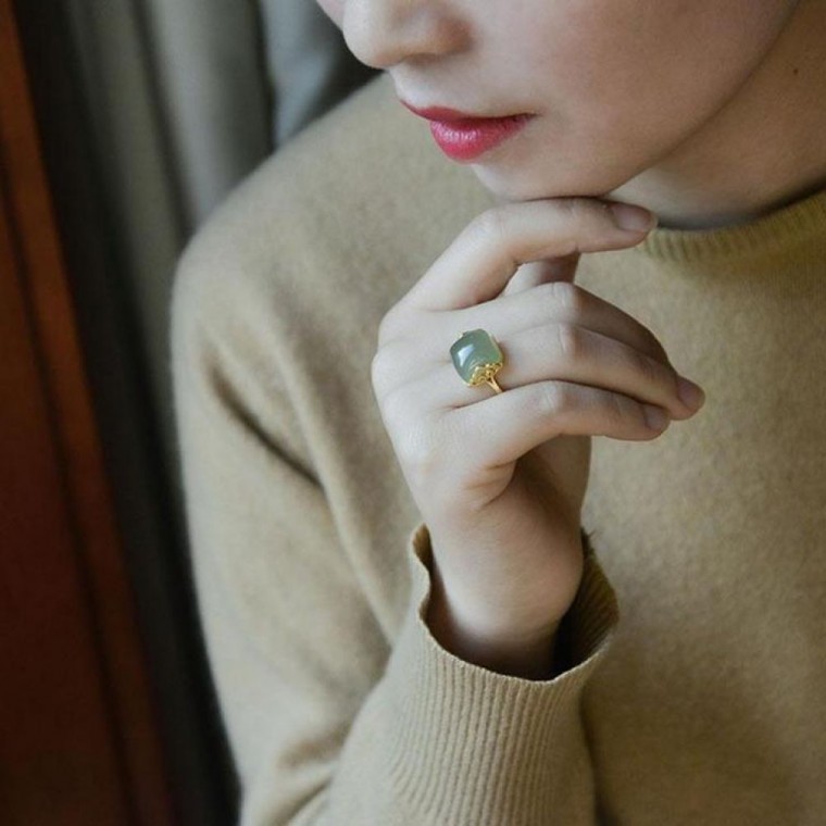 แหวนหยก Open Cloud Retro Vintage