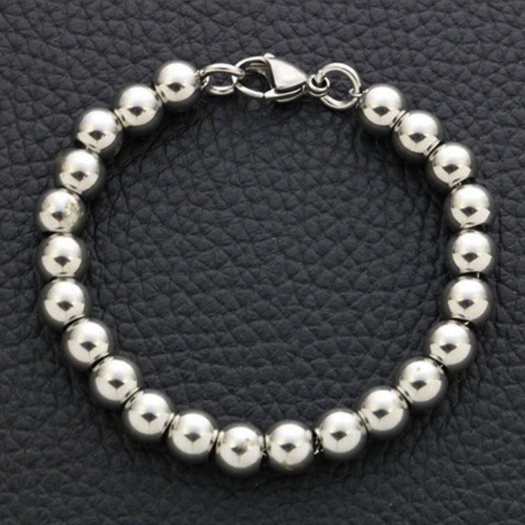 สร้อยข้อมือลูกปัดสแตนเลสสตีลสีทอง unisex (8 มม.)