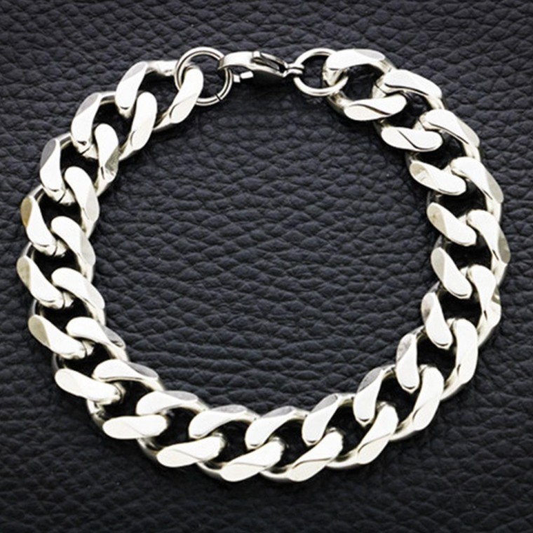สร้อยข้อมือโซ่เหลี่ยมสแตนเลสสตีล unisex (8 มม.)