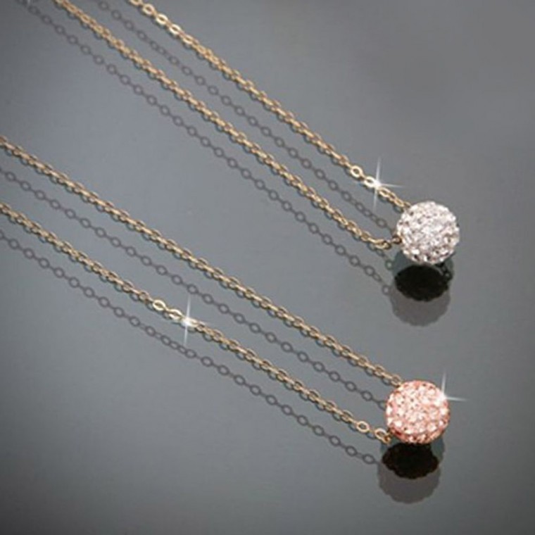 สร้อยคอทอง 14K ลูกบอลกระจก 8 มม. 45 ซม.