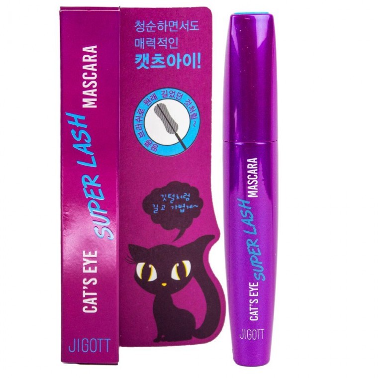 มาสคาร่า Jigott Cat's Eye Super Lash สีดำ 12g-ม่วง