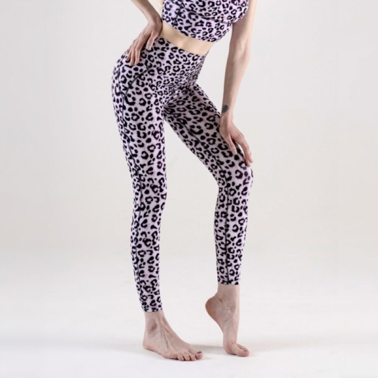 กางเกงเลกกิ้งโยคะพรีเมียม MC-SA Rose Pink Cheetah