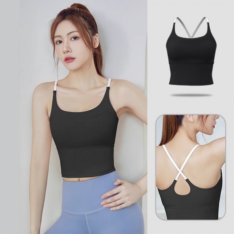 เสื้อโยคะแบบสายเดี่ยวสวมสบาย สำหรับผู้หญิง มีบราในตัว