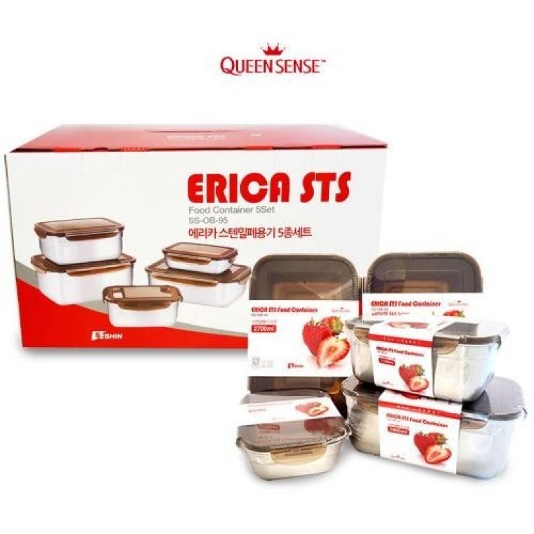 ชุดกล่องถนอมอาหารสเตนเลส Q-sense Erika 5 ชิ้น