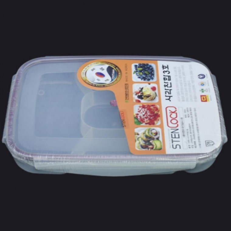 กล่องถนอมอาหารสเตนเลสฝา PP ทรงสี่เหลี่ยม เบอร์ 3