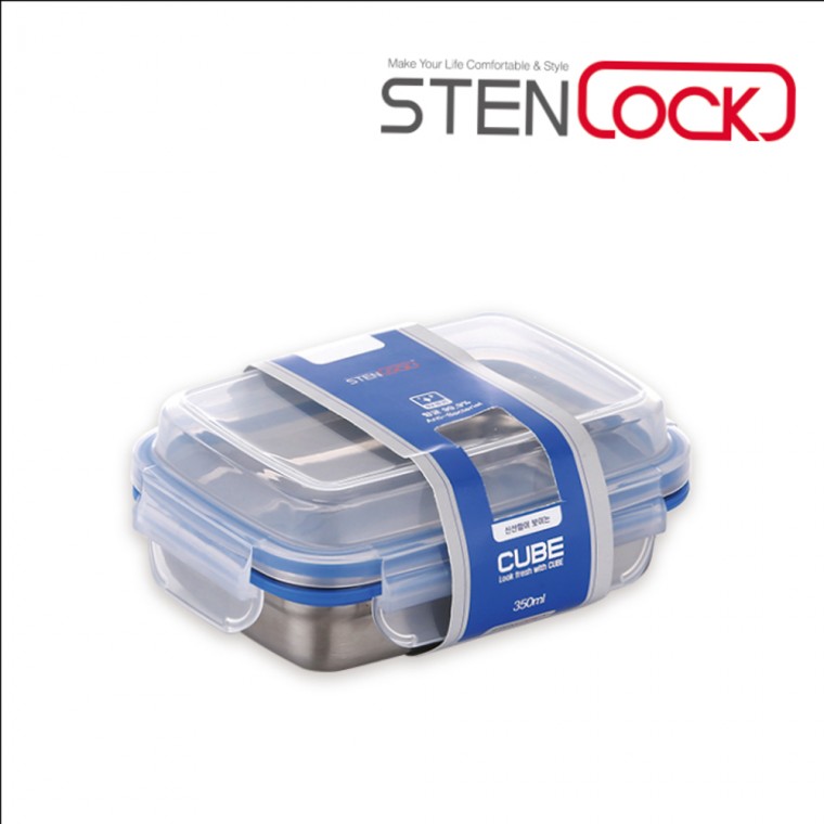 กล่องสุญญากาศสเตนเลส Cube ทรงสี่เหลี่ยมผืนผ้า 350 มล. กล่องกับข้าว