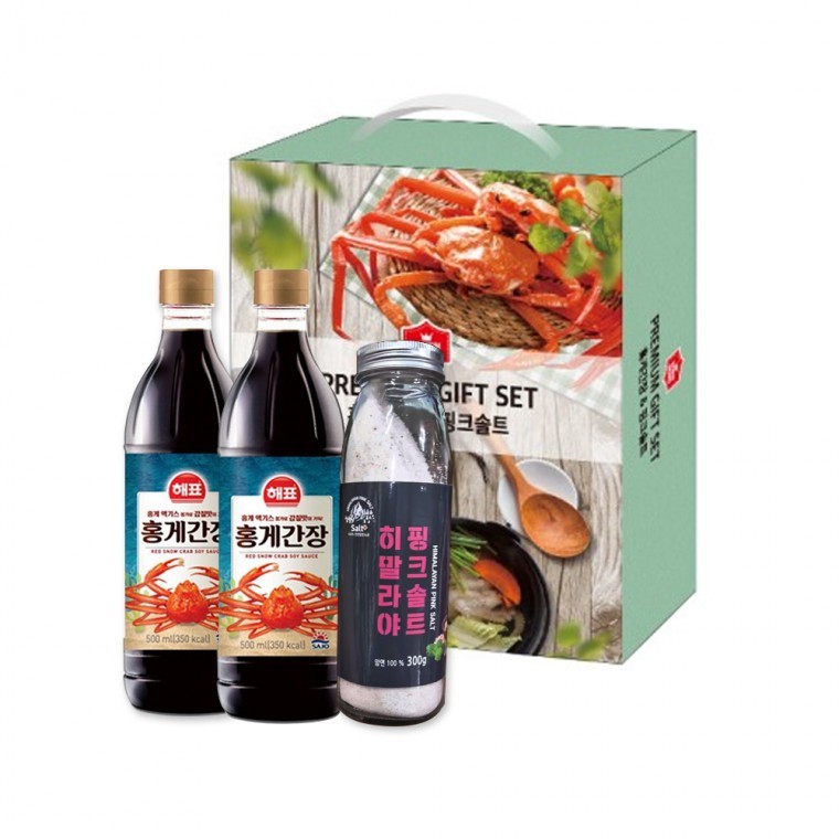 ชุดของขวัญ HAEPHYO Red Crab Soy Sauce 2 ชิ้น + Himalayan Pink Salt 1 ชิ้น