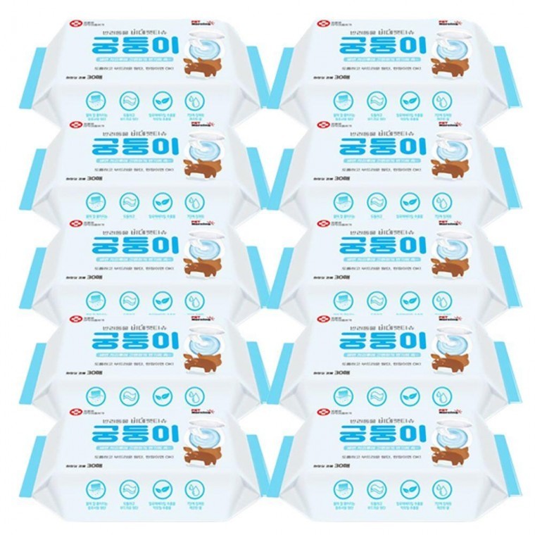 ผ้าเช็ดทำความสะอาดสุนัขแบบนุ่ม สำหรับก้น 30 แผ่น 10 ชิ้น เพื่อสุขอนามัย