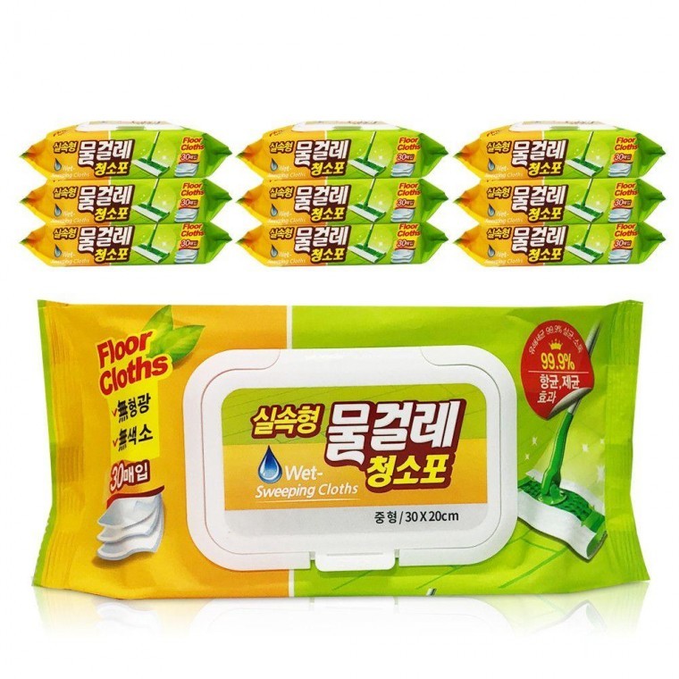 ผ้าถูพื้นแบบเปียก (แบบประหยัด) ขนาดกลาง 30 แผ่น x 10 แพ็ค 30x20 ซม. ผ้าเช็ดทำความสะอาด
