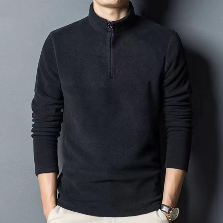 เสื้อแขนยาวฮู้ด Fleece ครึ่งซิปสำหรับผู้ชาย