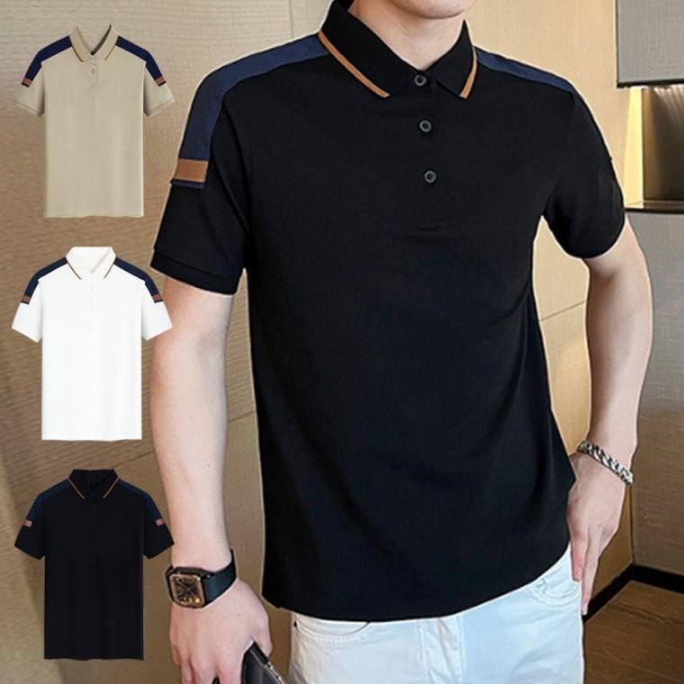 เสื้อโปโลคอปกแขนสั้นสำหรับผู้ชายสำหรับฤดูใบไม้ผลิและฤดูร้อน