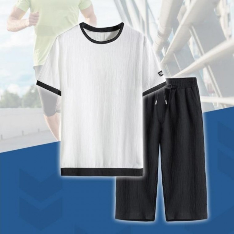 ชุดเสื้อยืดแขนสั้นและกางเกงขาสั้นสำหรับผู้ชายสำหรับฤดูร้อน