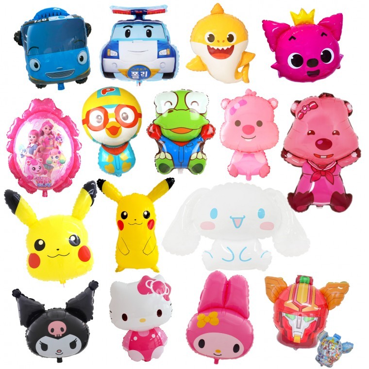 1+2 3ชิ้น ลูกโป่งฟอยล์ขนาดใหญ่ลายตัวการ์ตูน Soksok Market สำหรับงานปาร์ตี้วันเกิด