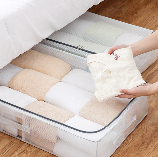 1+1 กล่องเก็บของช่องว่างใส 70L (80×47×18)