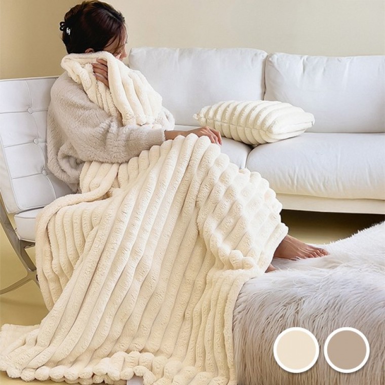 ผ้าห่มกันหนาวไมโครไฟเบอร์ 2 ด้าน หนาพิเศษ นุ่มฟู สัมผัสขนแกะ (Boa) สำหรับเตียง โซฟา แคมป์ปิ้ง