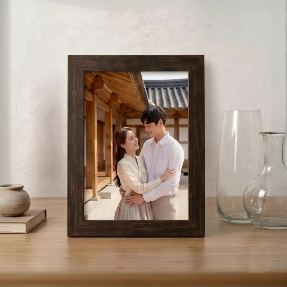  กรอบรูปไม้สีน้ำตาลขนาดเล็ก 1+1