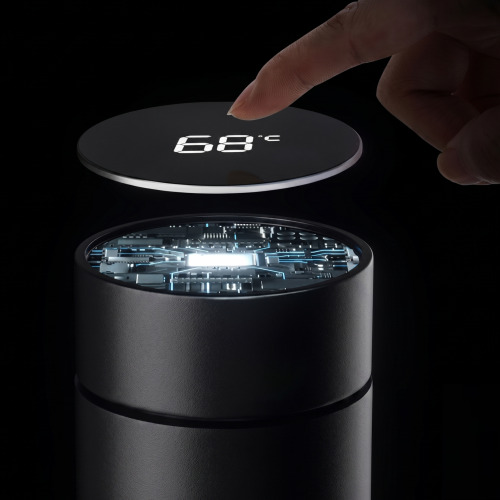 กระบอกน้ำสมาร์ททัมเบลอร์ บอกอุณหภูมิ LED ขนาด 480 มล. (มีที่กรองชาในตัว)